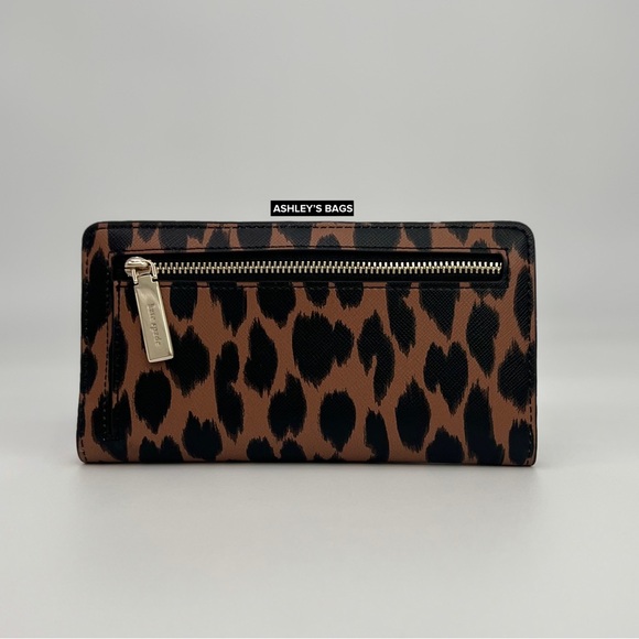 Kate Spade Spotted Animal Leopard Print Large Slim Bifold Wallet - Picture 2 of 4